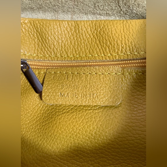 CHALA YELLOW ITALIAN SOFT LEATHER TOTE BAG. - Picture 6 of 12